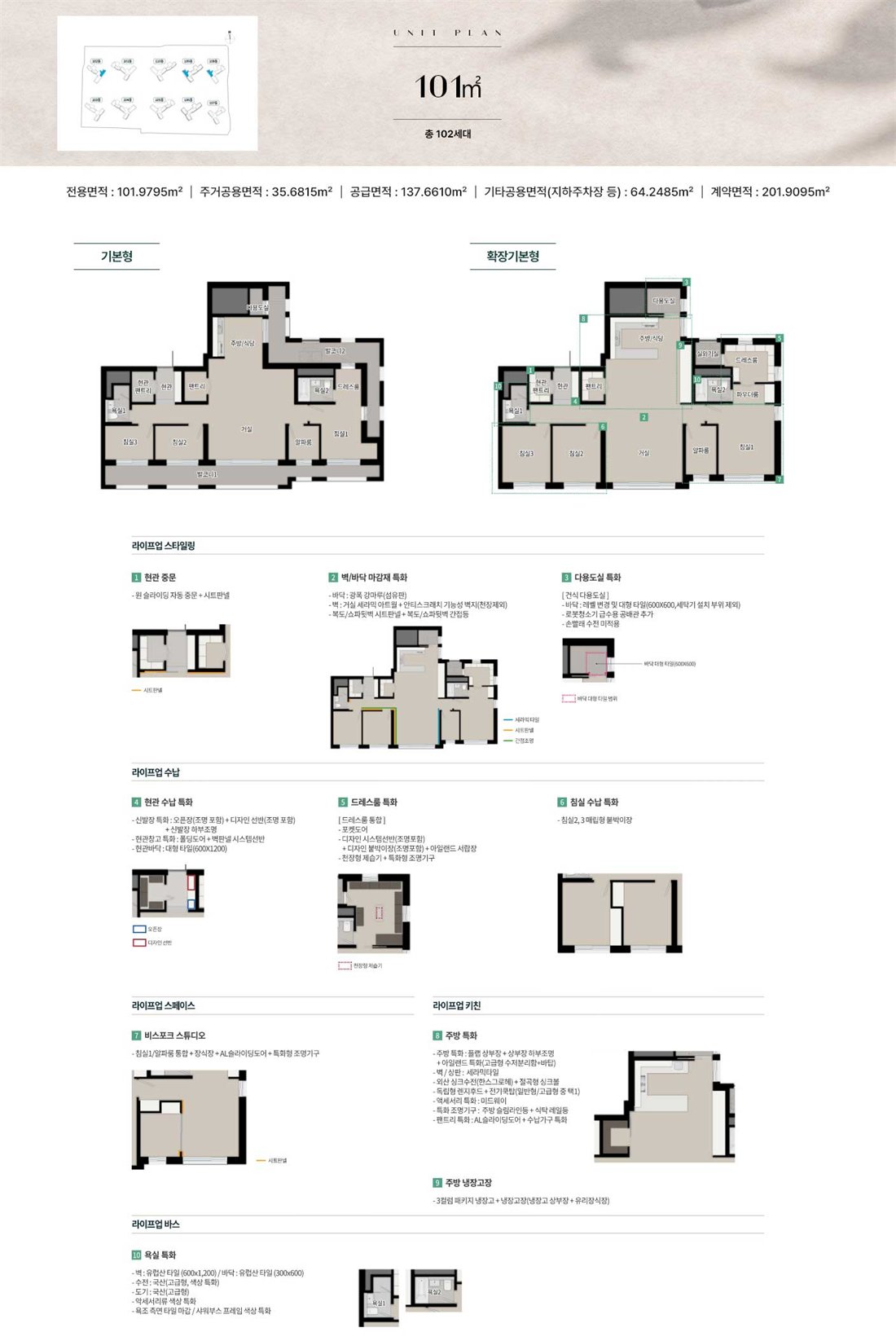 두정역 푸르지오 그랑피크 101 (102세대) 평면도