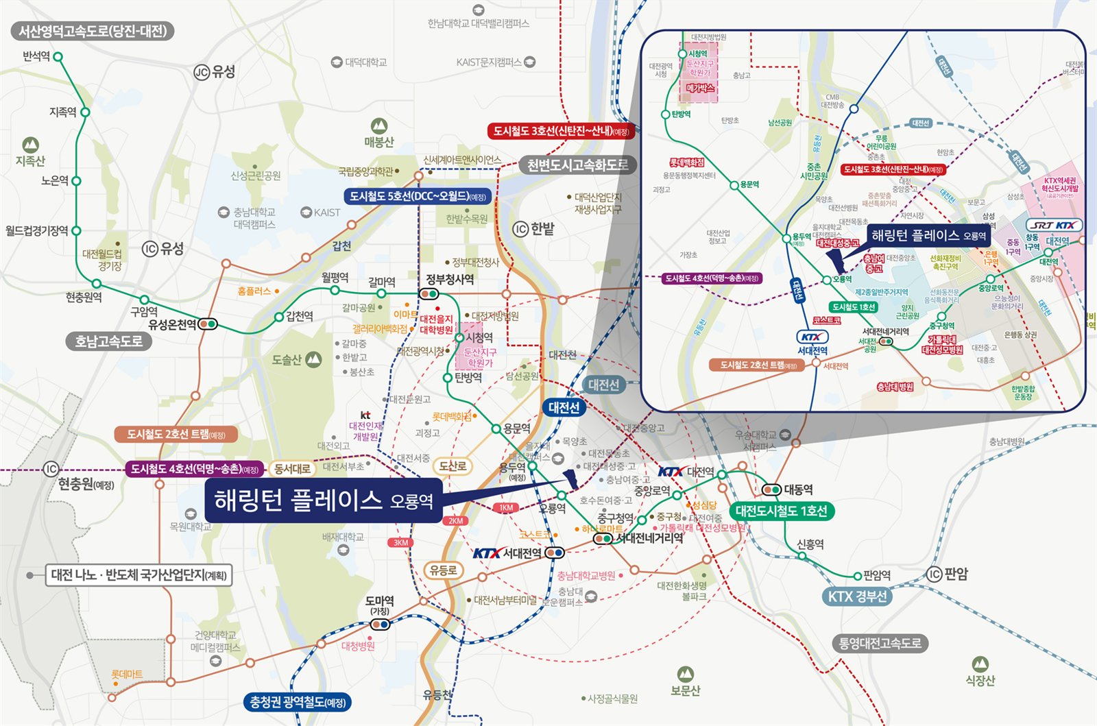 해링턴 플레이스 오룡역 입지환경 지도