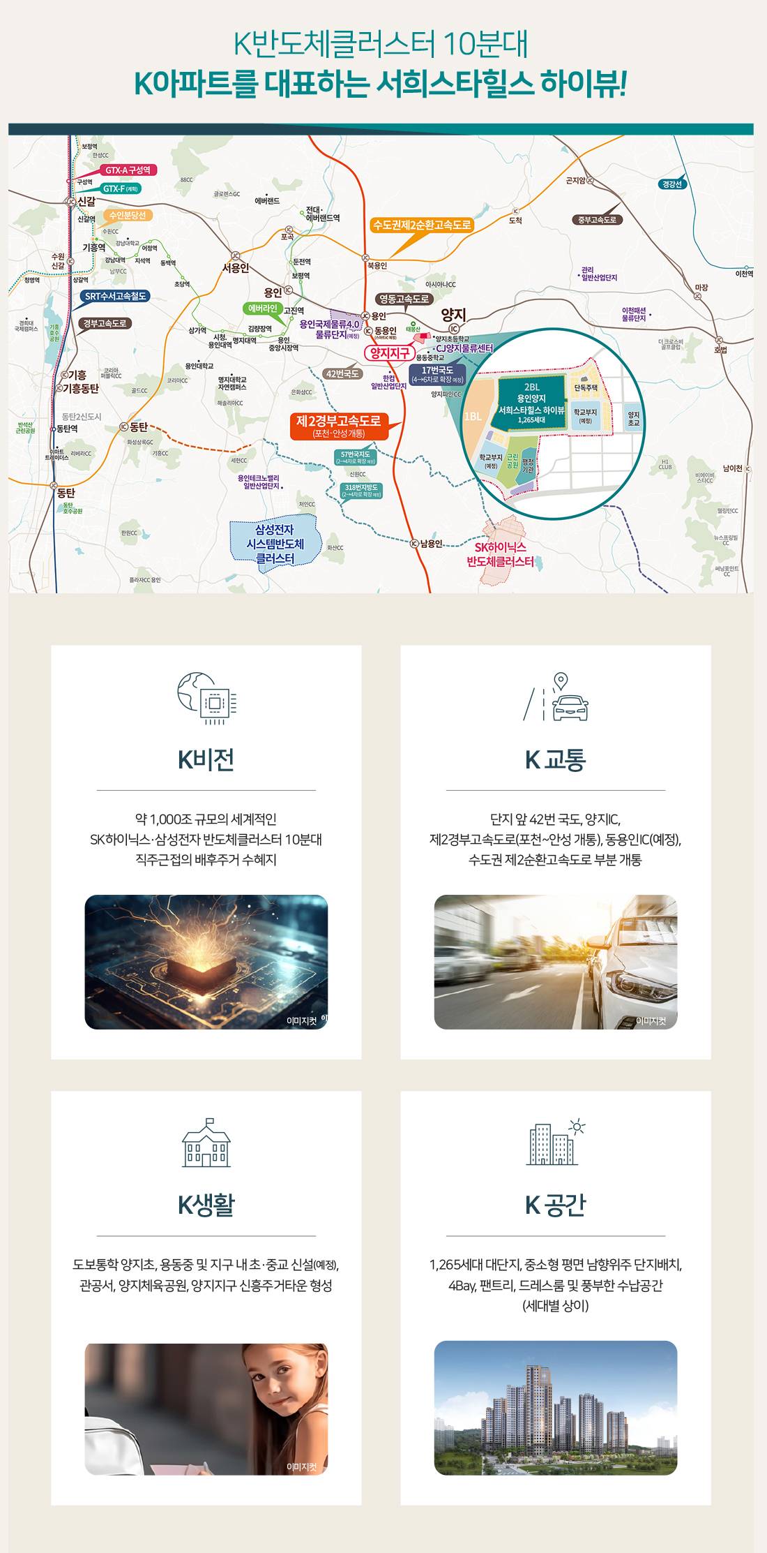 용인 양지 서희스타힐스 입지환경 지도