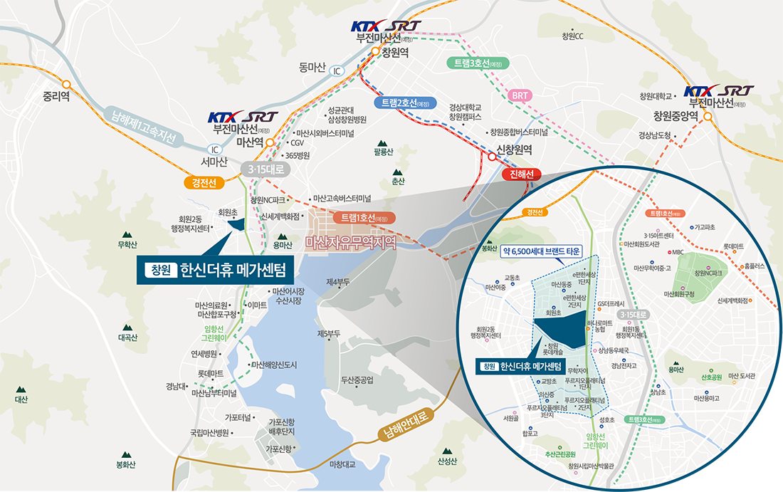창원 한신더휴 메가센텀 입지환경 지도