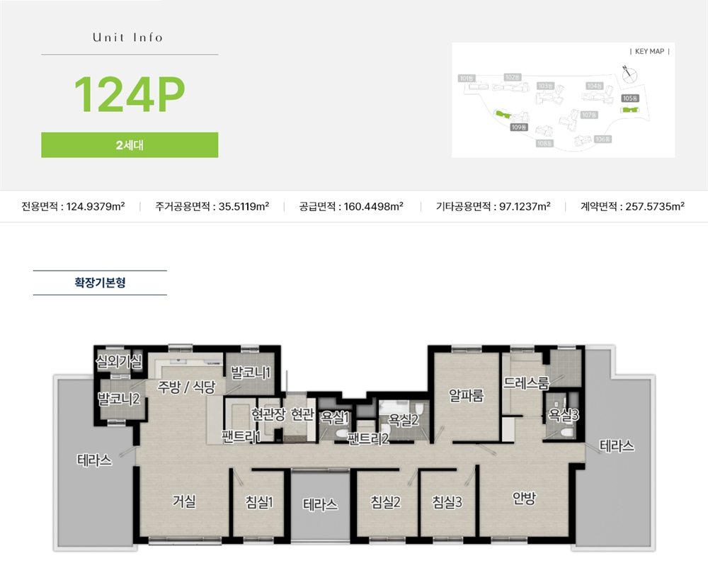 사우역 지엔하임 124P (2세대) 평면도